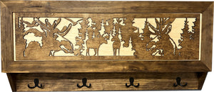 Moose Hunting Hidden Gun Storage Coat Rack Concealment Shelf with Hooks for Coats, Bags, & Hats
