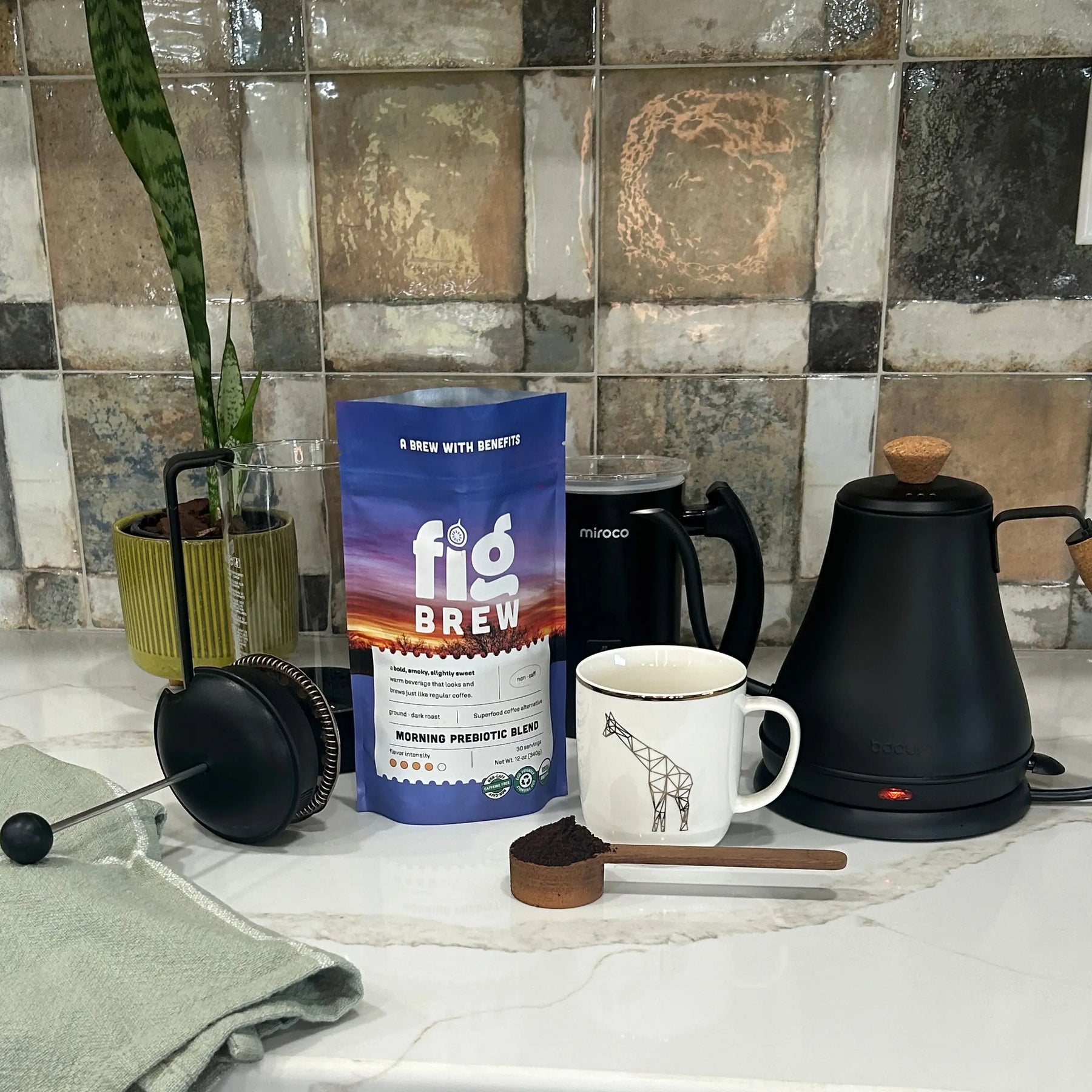 FigBrew Morning Prebiotic Blend 12 oz bag for daily brewing