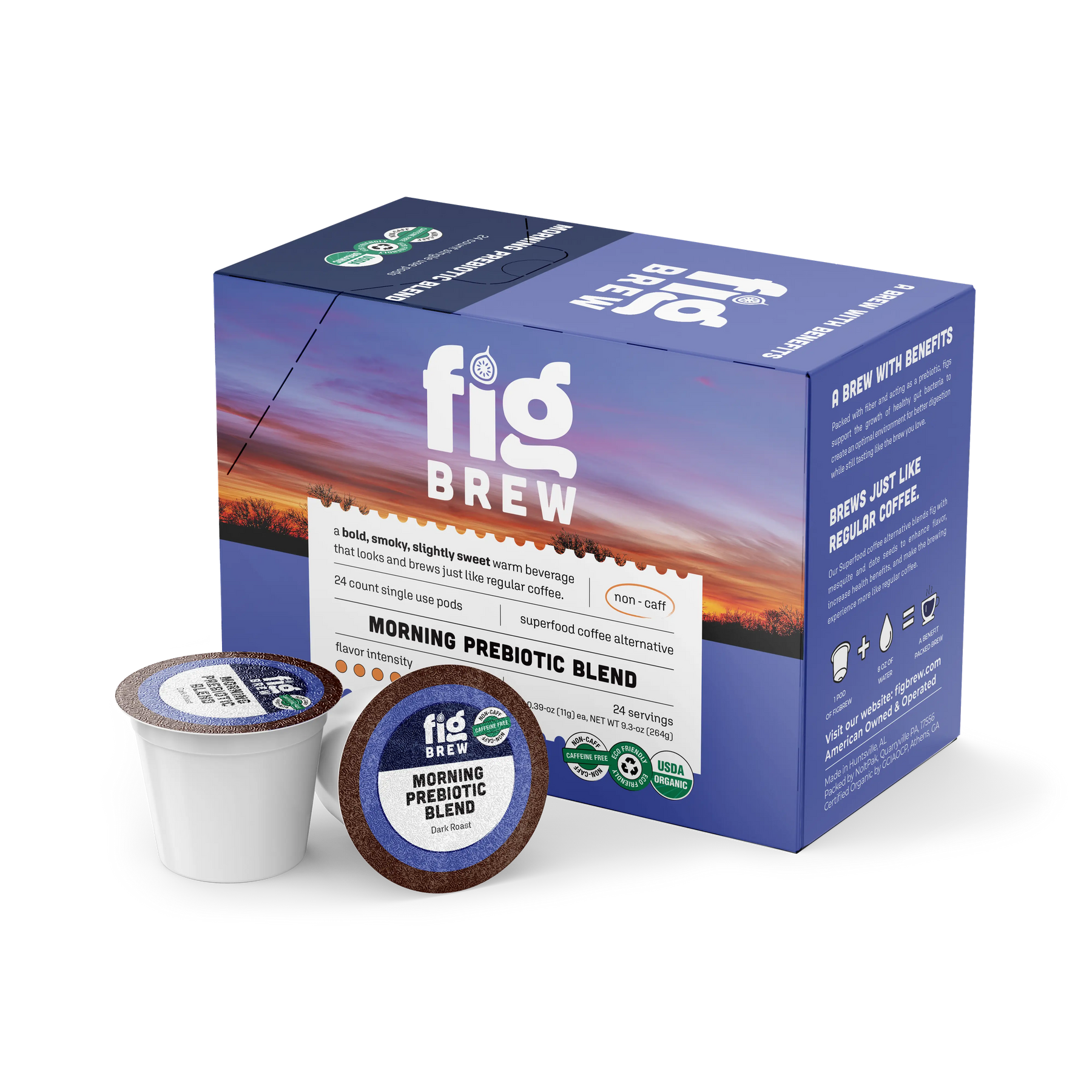 FigBrew Morning Prebiotic Blend 24 count coffee alternative pods