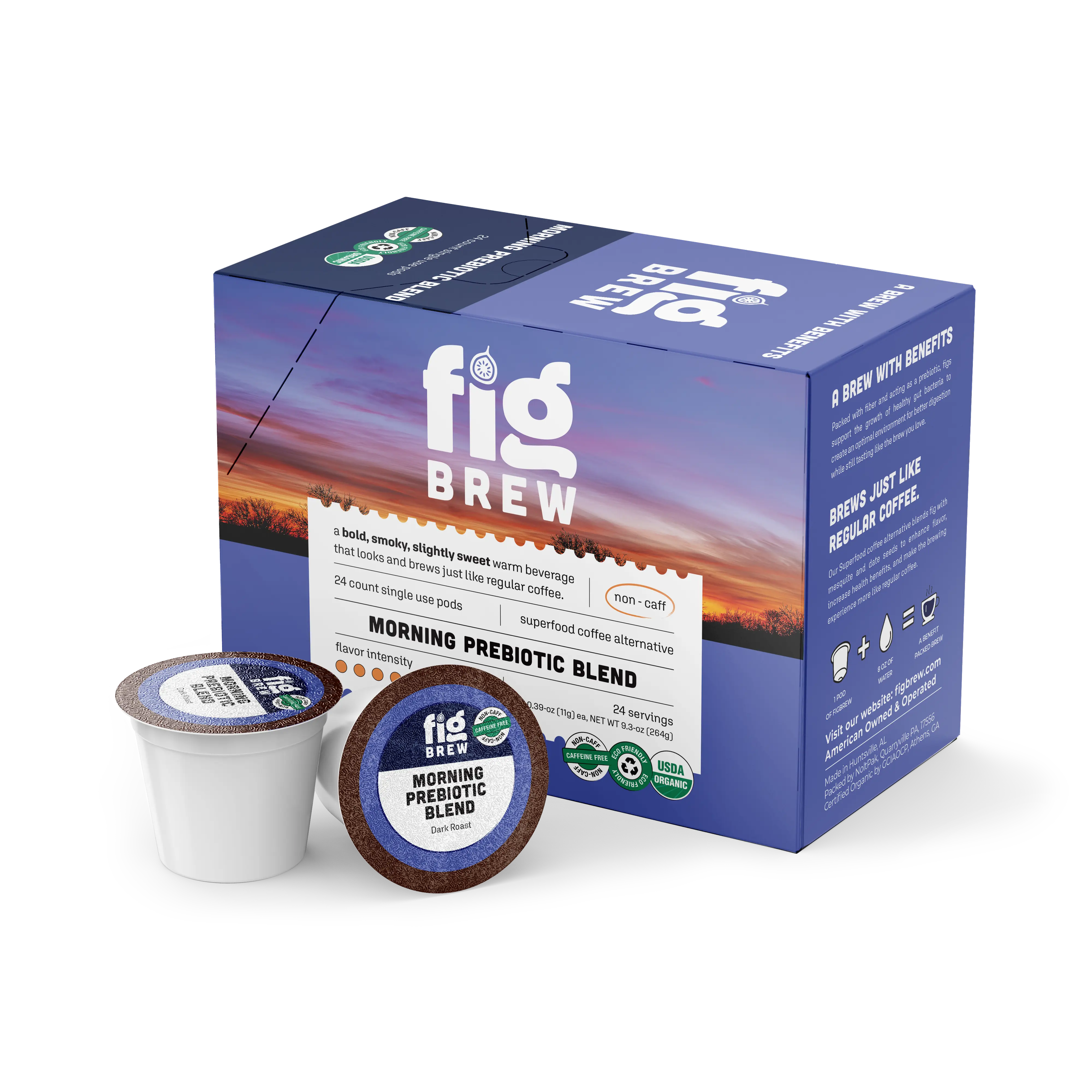 FigBrew Morning Prebiotic Blend 24 count coffee alternative pods
