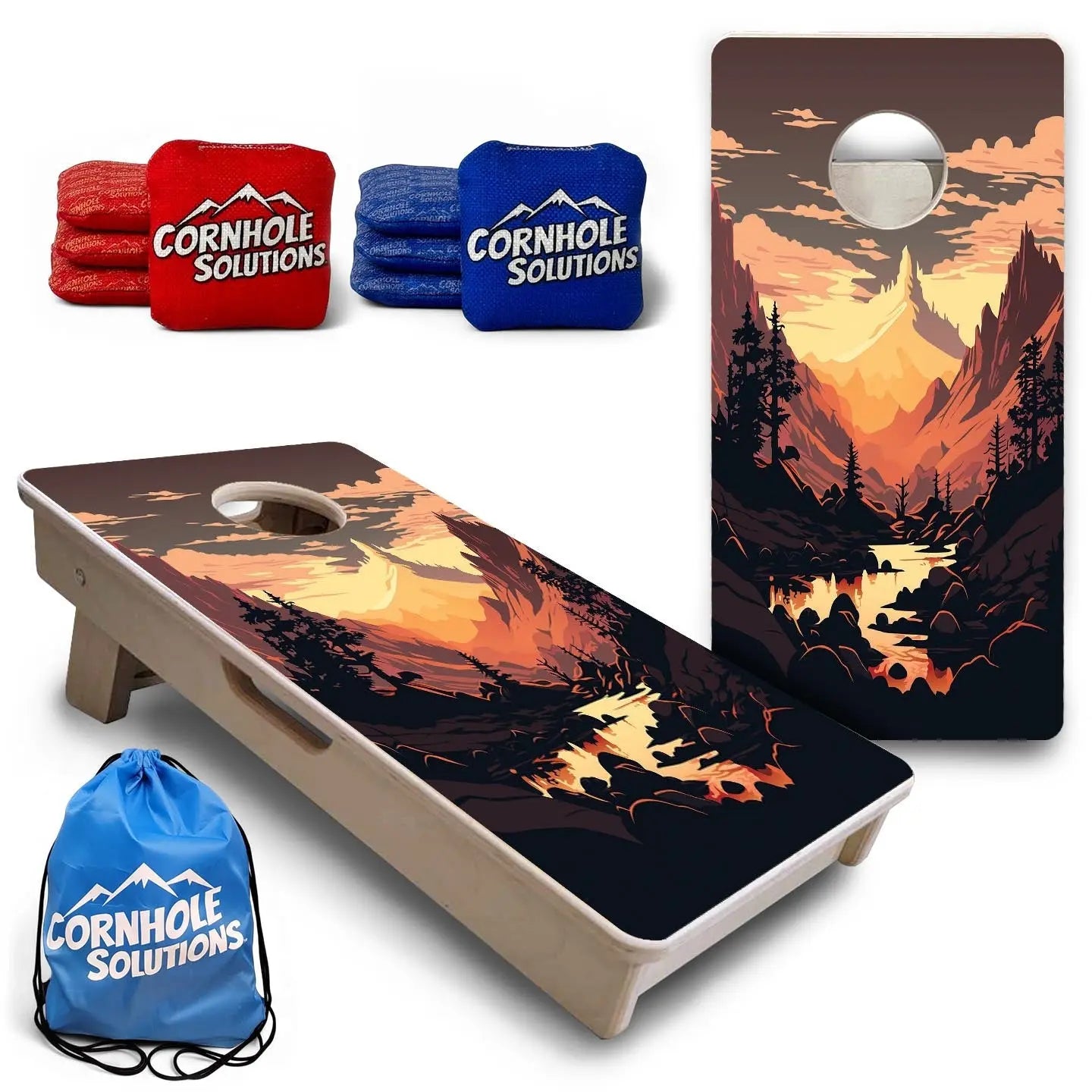 Mountain Sunset Design Options - Mini or Vacation Size Cornhole Boards Cornhole Solutions