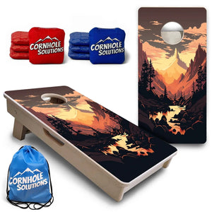 Mountain Sunset Design Options - Mini or Vacation Size Cornhole Boards Cornhole Solutions