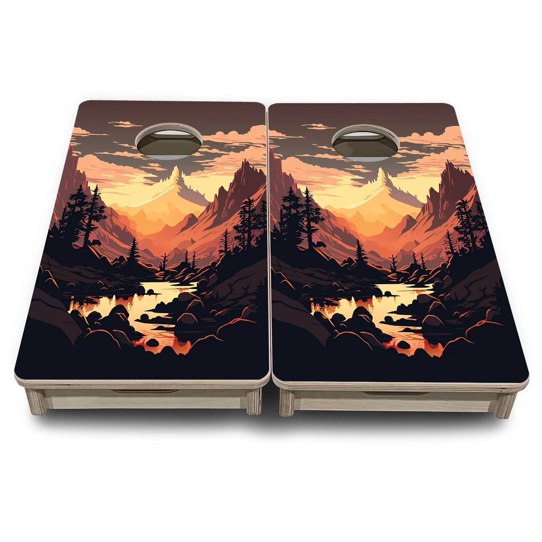 Mountain Sunset Design Options - Mini or Vacation Size Cornhole Boards Cornhole Solutions