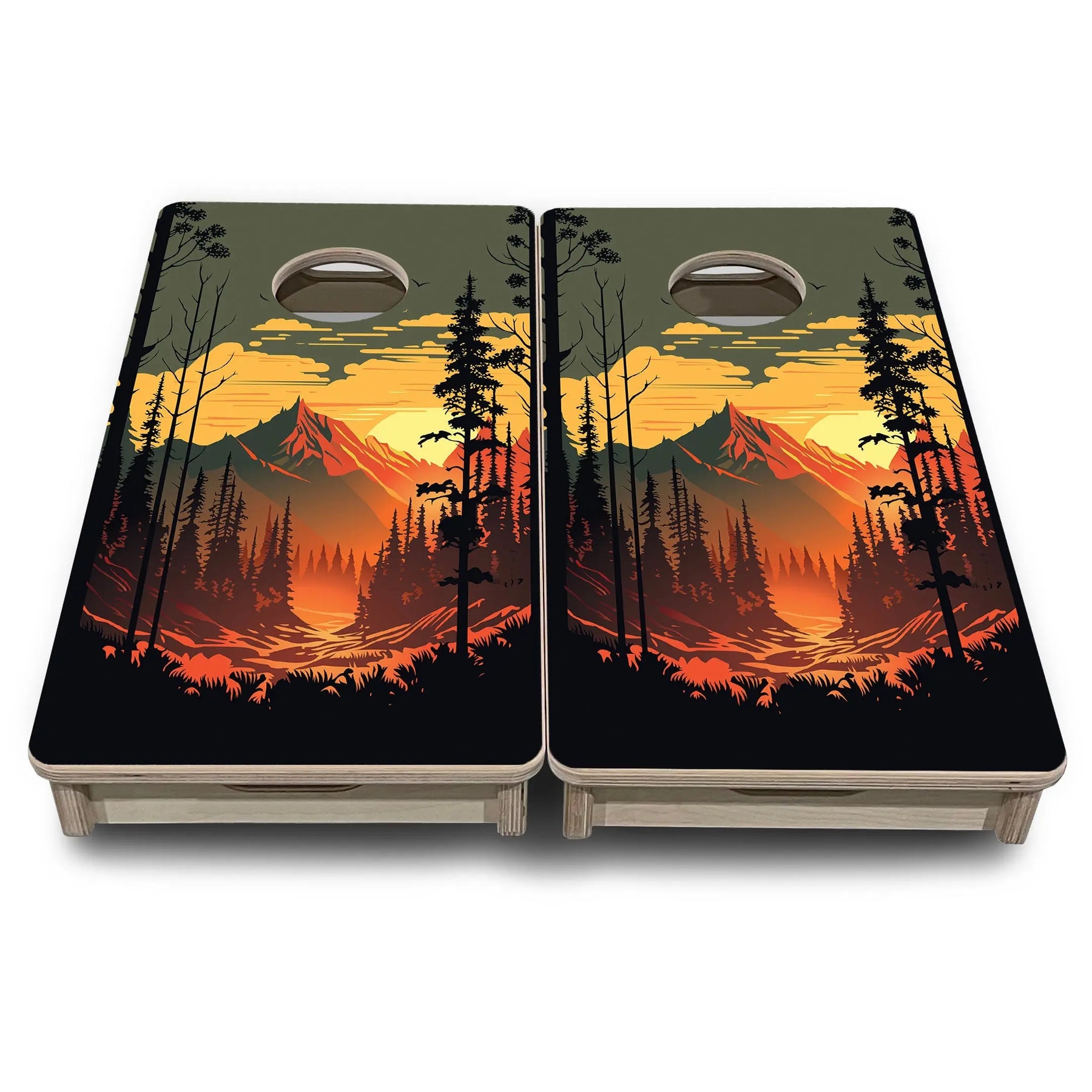 Mountain Sunset Design Options - Mini or Vacation Size Cornhole Boards Cornhole Solutions