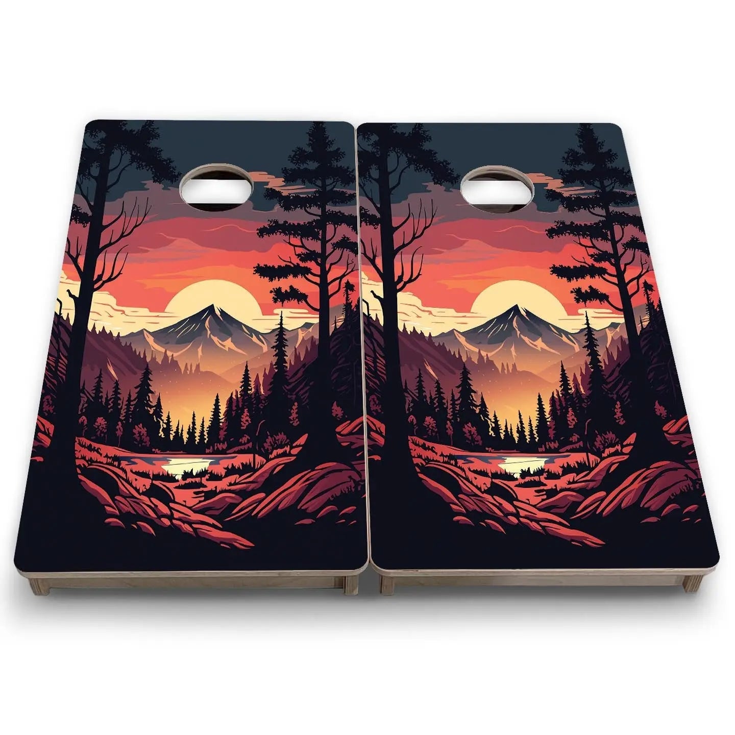 Mountain Sunset Design Options - Mini or Vacation Size Cornhole Boards Cornhole Solutions