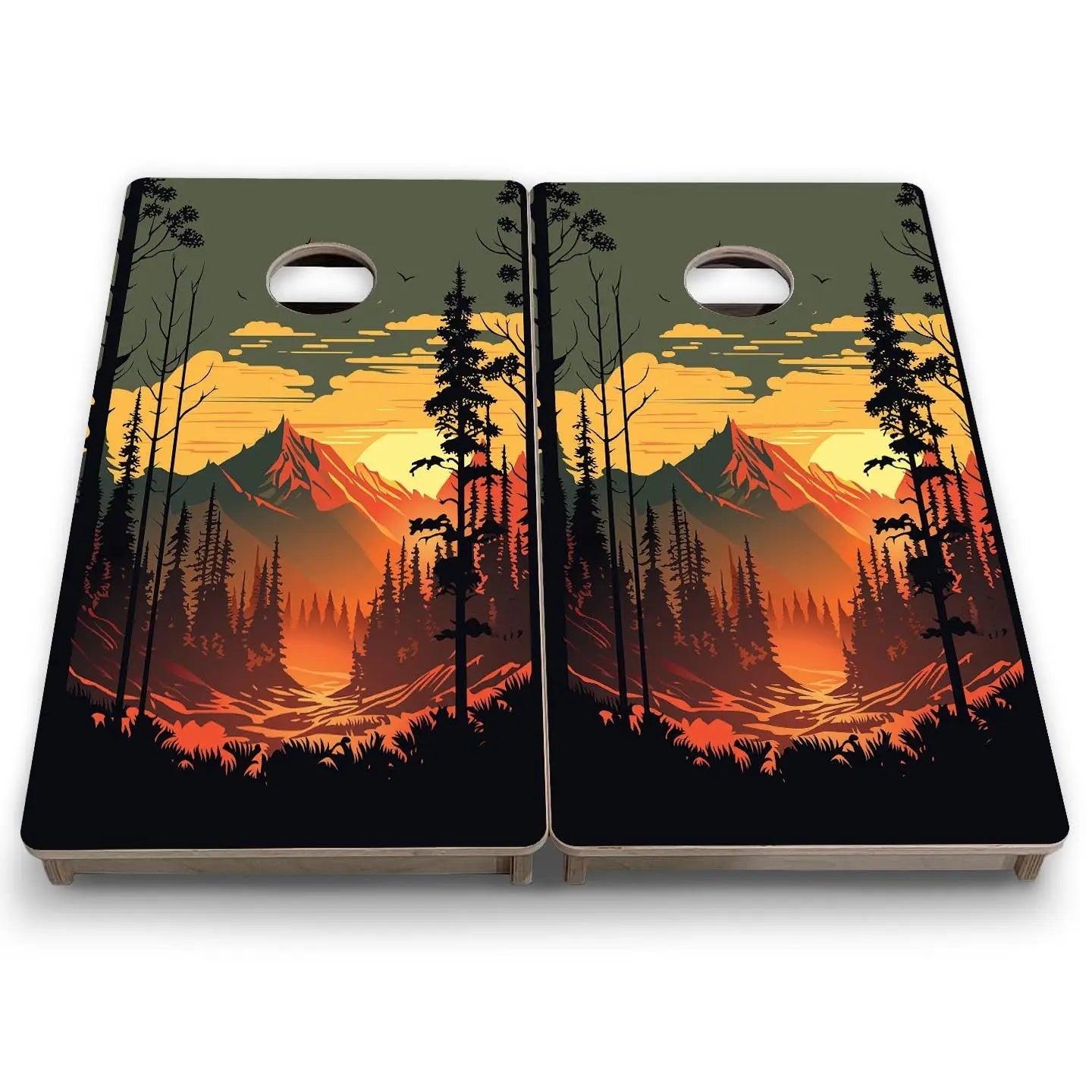 Mountain Sunset Design Options - Mini or Vacation Size Cornhole Boards Cornhole Solutions