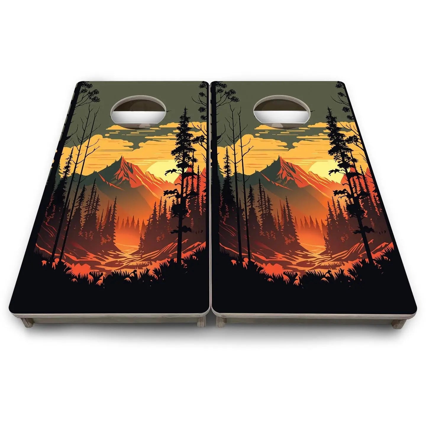 Mountain Sunset Design Options - Mini or Vacation Size Cornhole Boards Cornhole Solutions