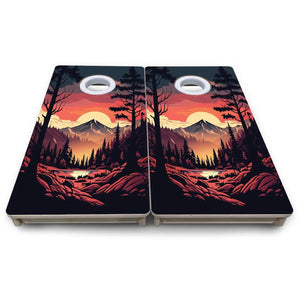Mountain Sunset Design Options - Mini or Vacation Size Cornhole Boards Cornhole Solutions