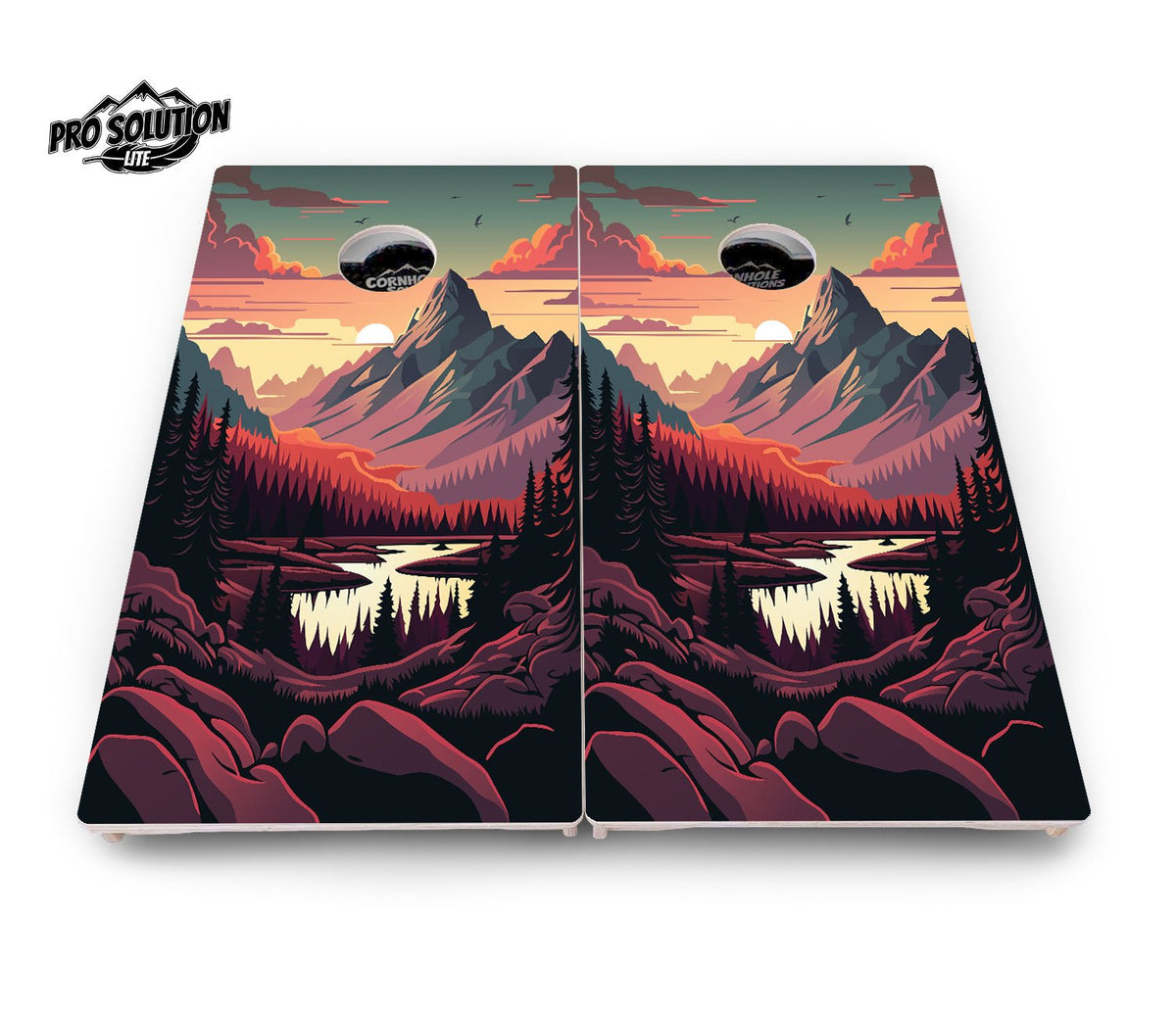 Mountain Sunset Cornhole Boards – Pro Lite or Pro Elite