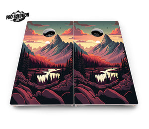 Mountain Sunset Cornhole Boards – Pro Lite or Pro Elite