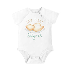 My First Beignet Organic Cotton Baby Onesie Nola Tawk