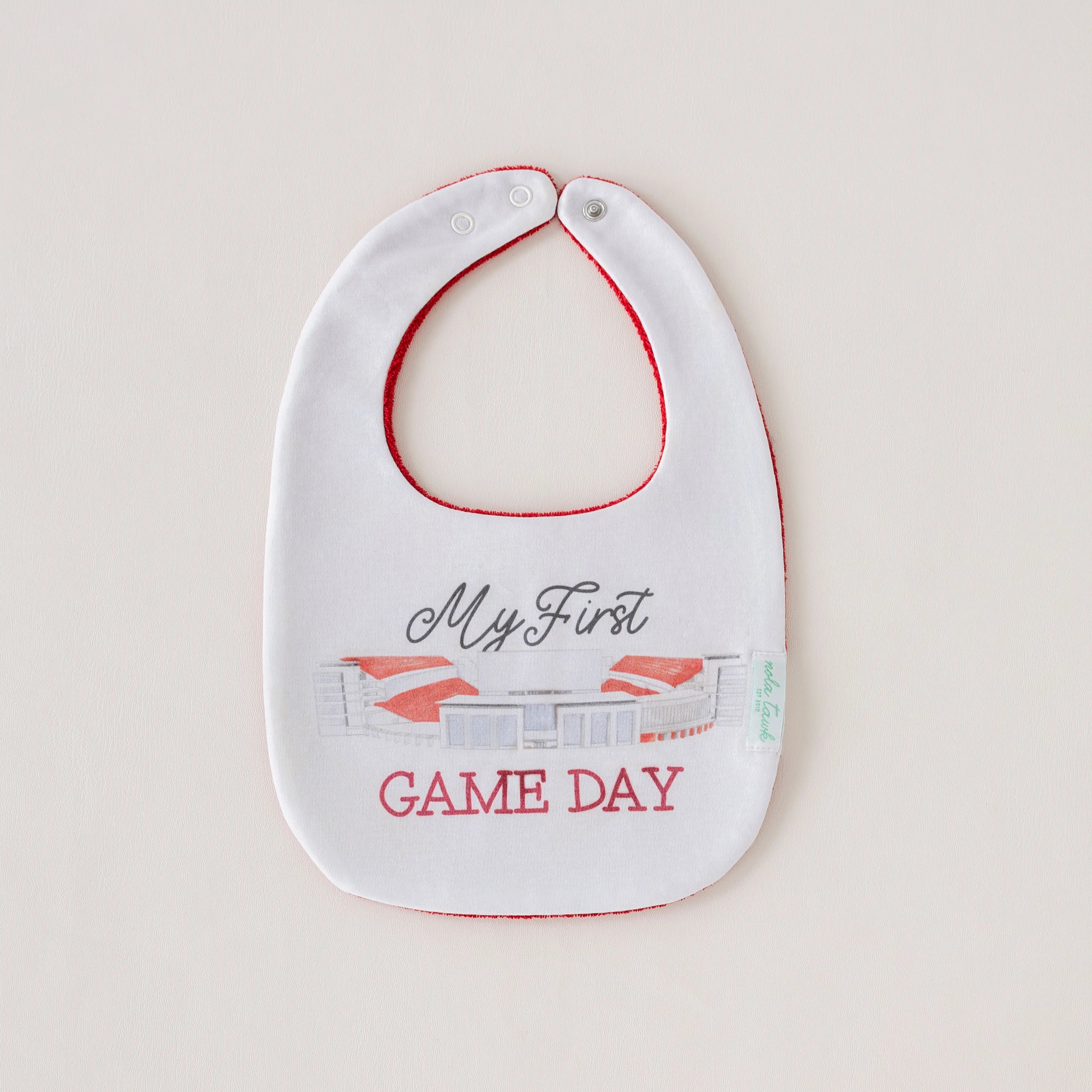 My First Game Day - Arkansas Organic Cotton Baby Bib Nola Tawk