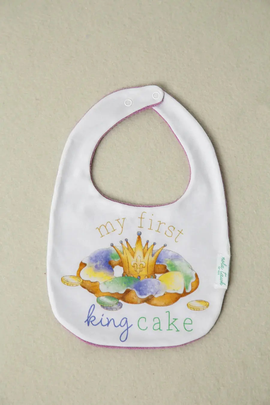 My First King Cake Organic Cotton Baby Bib Nola Tawk
