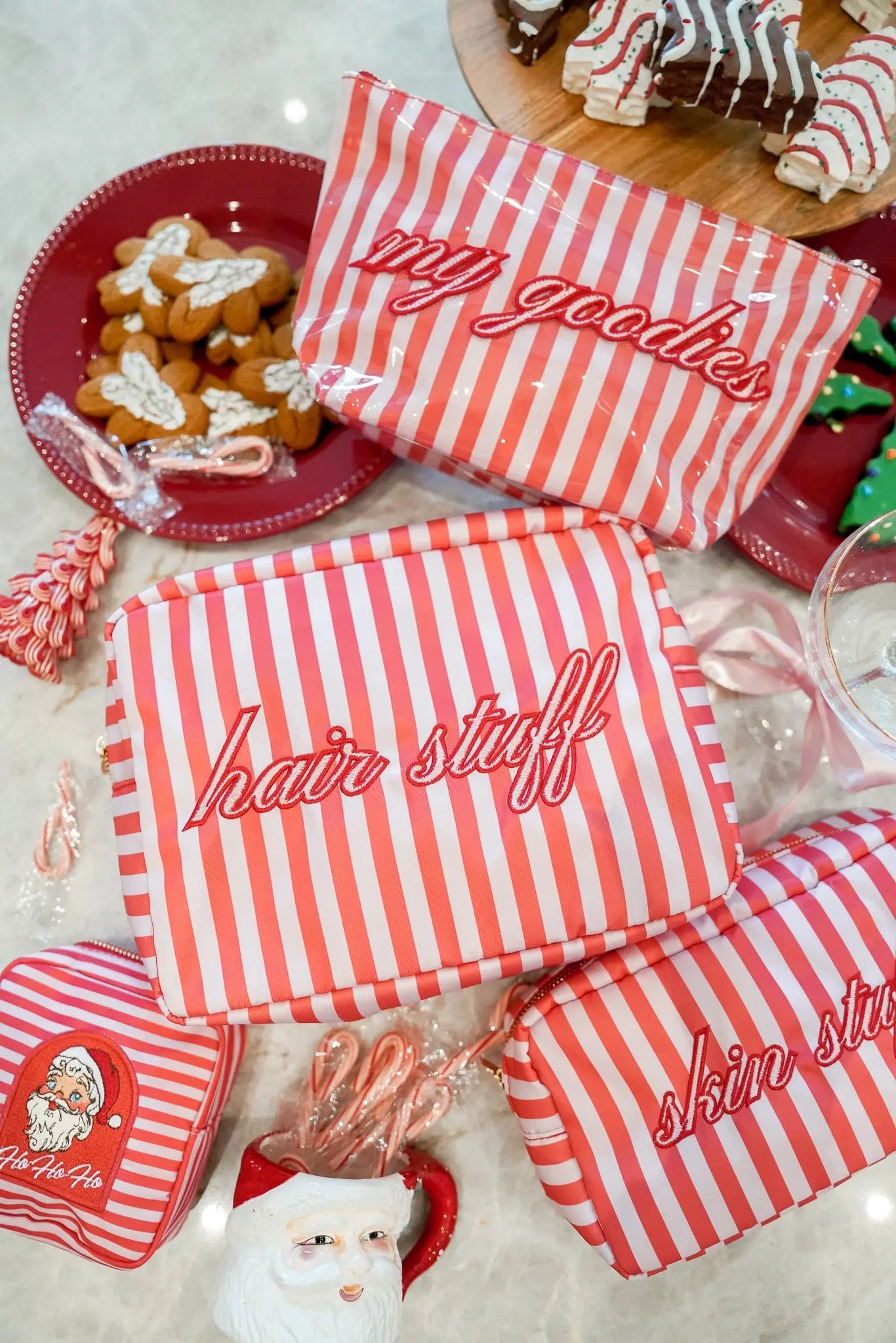 My Goodies - Pink & Red Stripes Clear Coat Bag KenzKustomz