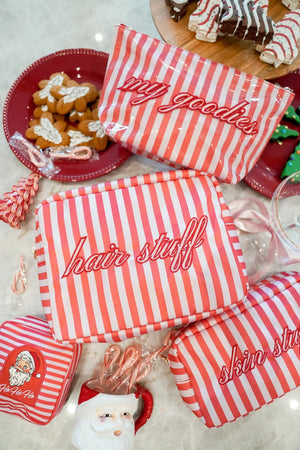 My Goodies - Pink & Red Stripes Clear Coat Bag KenzKustomz