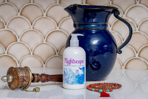 Nightscape Hand & Body Lotion pump bottle with prayer wheel