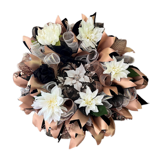 Black & Champagne Dahlia Wreath | Glam Front Door Decor by Bouge Creations, view 11