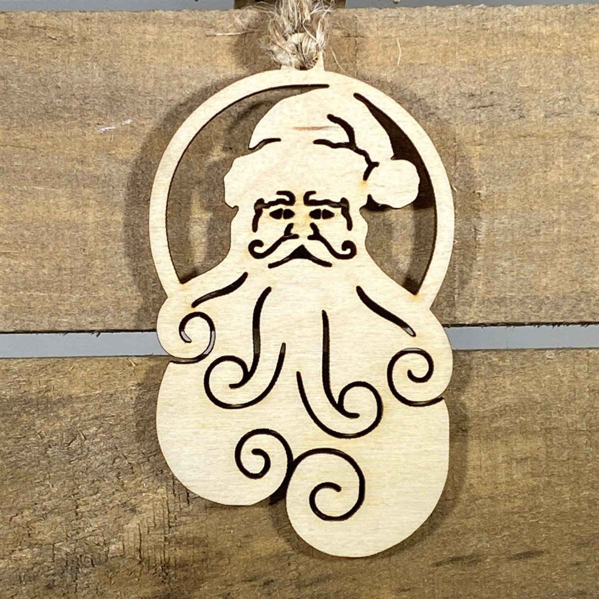 Natural Wood Santa Christmas Ornament | Rustic Holiday Decor