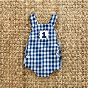 Navy Blue Smocked First Birthday Sunsuit Seven Lantern Lane