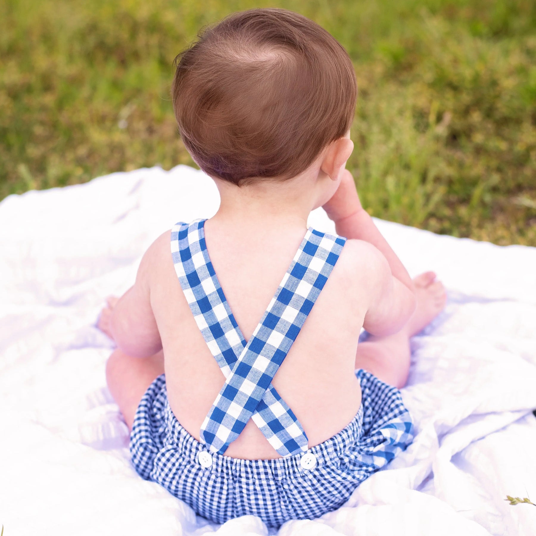 Navy Blue Smocked First Birthday Sunsuit Seven Lantern Lane