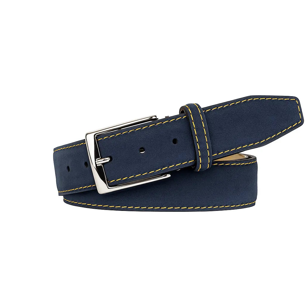 Roger Ximenez genuine suede belt in navy leather finish
