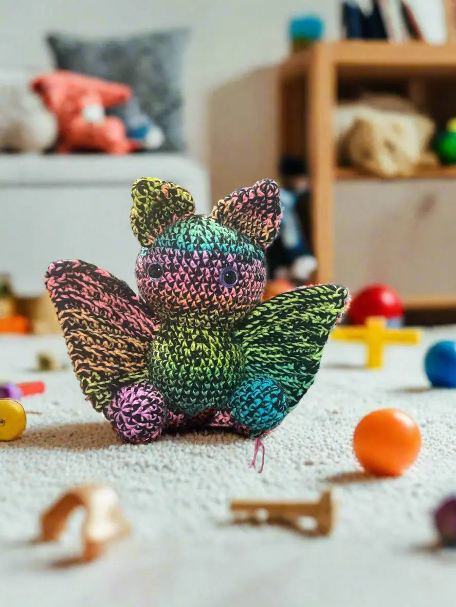 Crochet Bat Plush Toy: Colorful Amigurumi by Klassy Krafts - Handmade Gothic Bat for Kids & Adults