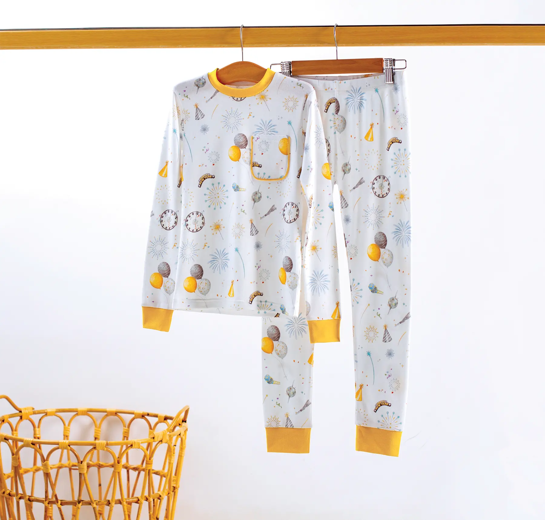 New Year's Eve Organic Cotton Kids Pajamas Nola Tawk