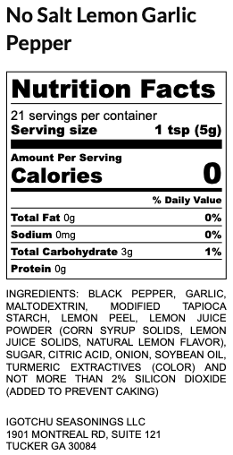 Igotchu No Salt Lemon Garlic Pepper by Igotchu Seasonings, Southern food gift detail photo 3