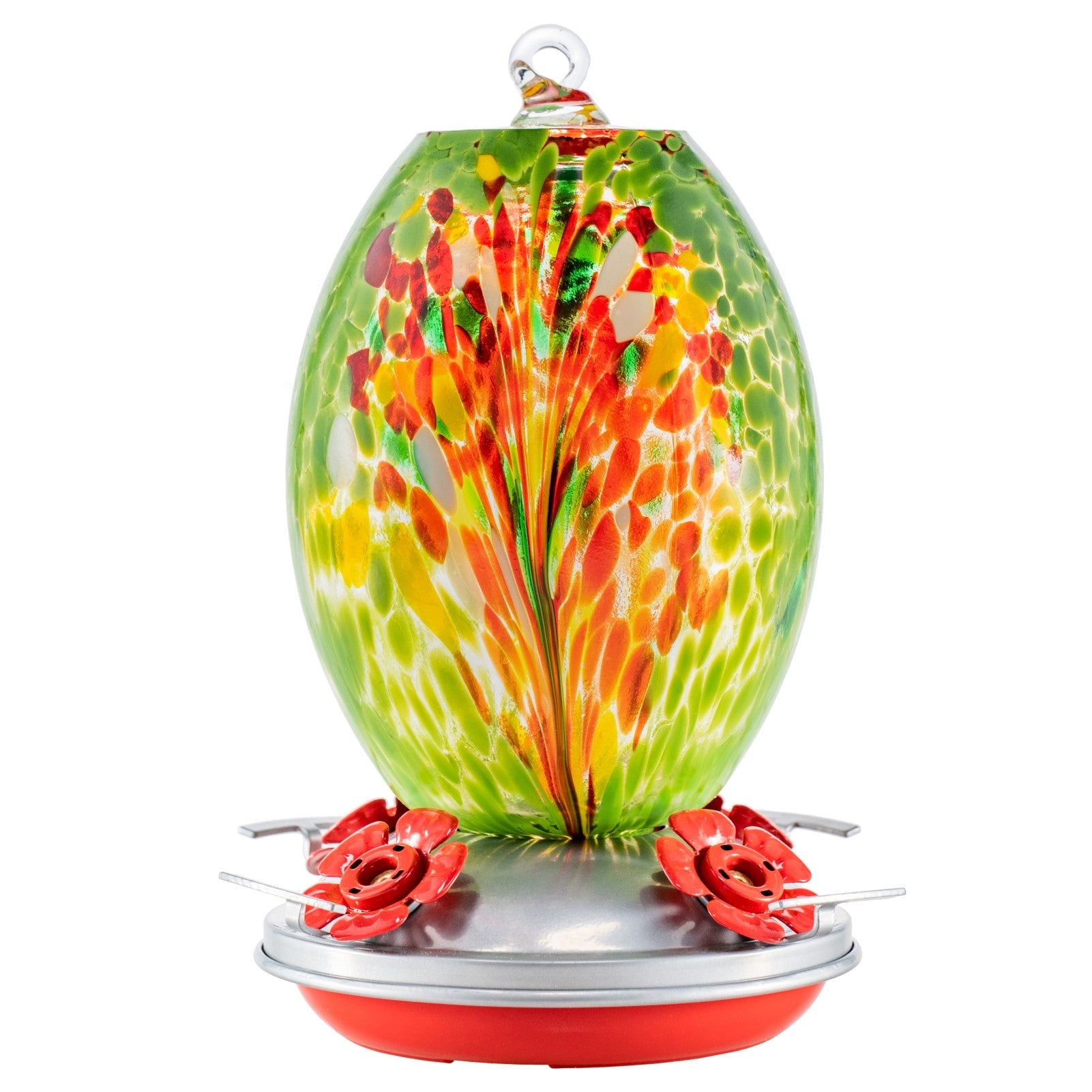 Meadow Confetti Olive glass hummingbird feeder by Mill Creek Products, detail image 3