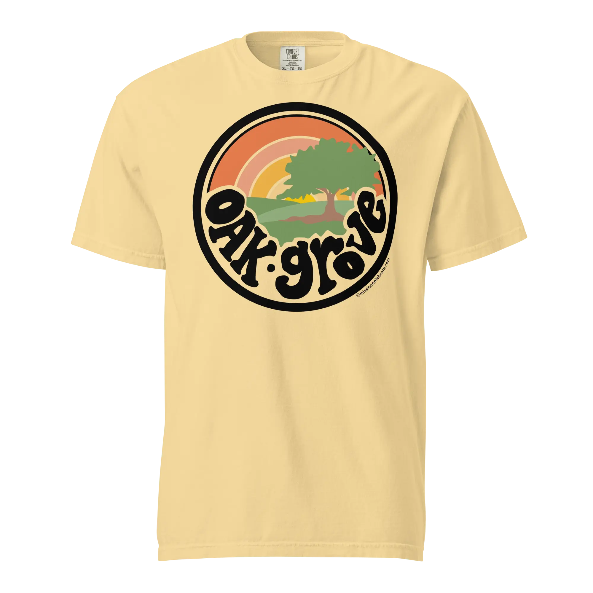 Oak Grove Retro Sunrise T-shirt: Mississippi Handlettered Design by Leslie Gonce - Comfort Colors Tee from Main Street Collective
