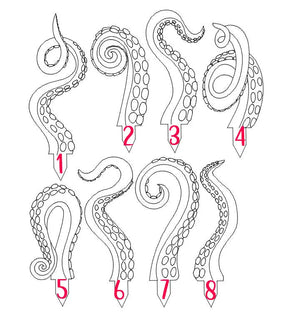 Eight numbered octopus tentacles used as plant picks