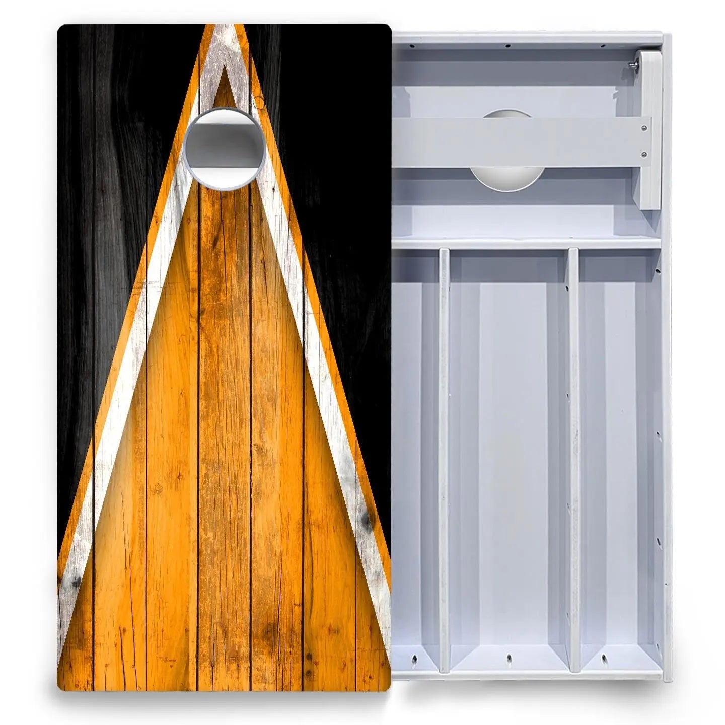 Orange/Black Triangle Cornhole Boards - All Weather Series Cornhole Solutions