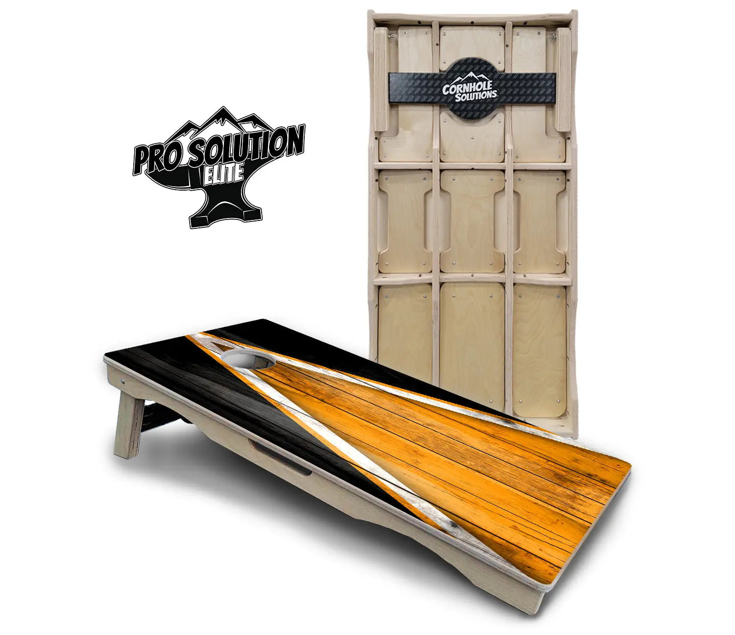 Orange & Black Triangle Cornhole Boards - Pro Solution Elite Series Cornhole Solutions