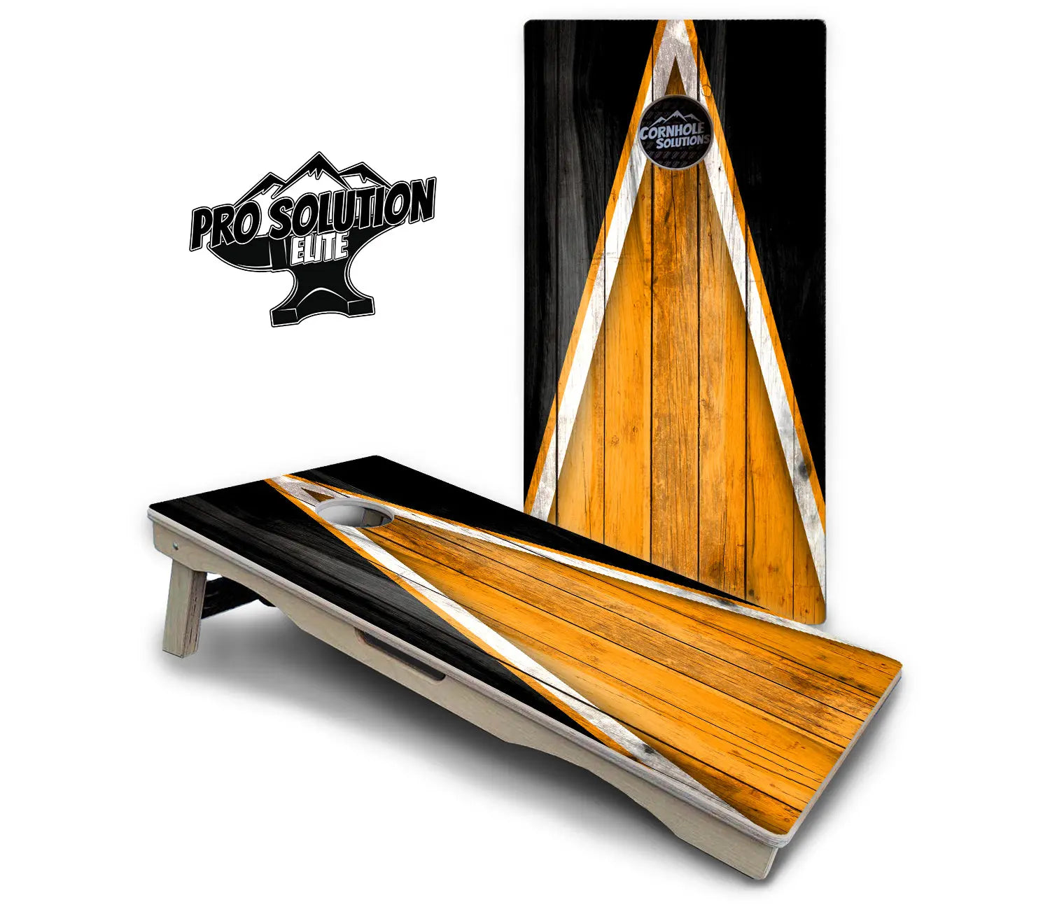 Orange & Black Triangle Cornhole Boards - Pro Solution Elite Series Cornhole Solutions