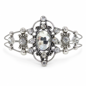 Silver rhinestone slider bracelet on electric guitar
