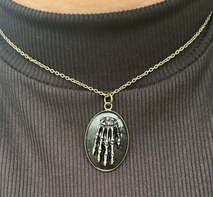 Skeleton Hand Pendant Necklace - Gothic Gold Chain Jewelry - Handmade Etsy Necklace