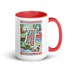 Oxford, Mississippi souvenir mug with cityscape art by Leslie Ponce - show your city pride!