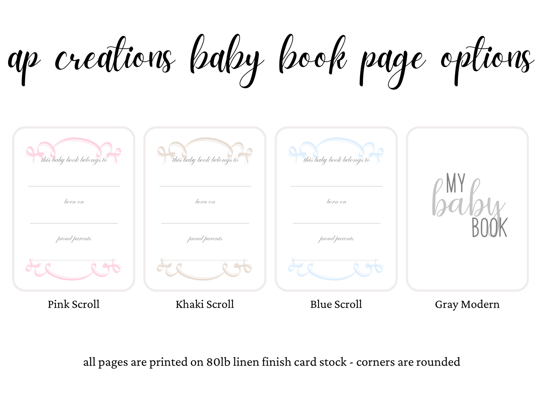 Baby Memory Book - Pink Linen (NO Bow)