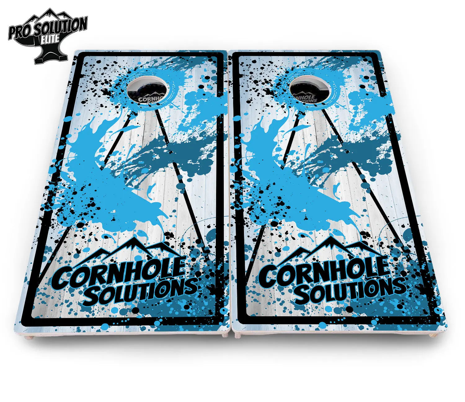 Paint Splatter CS Logo Cornhole Boards - Pro Solution Elite Series Cornhole Solutions
