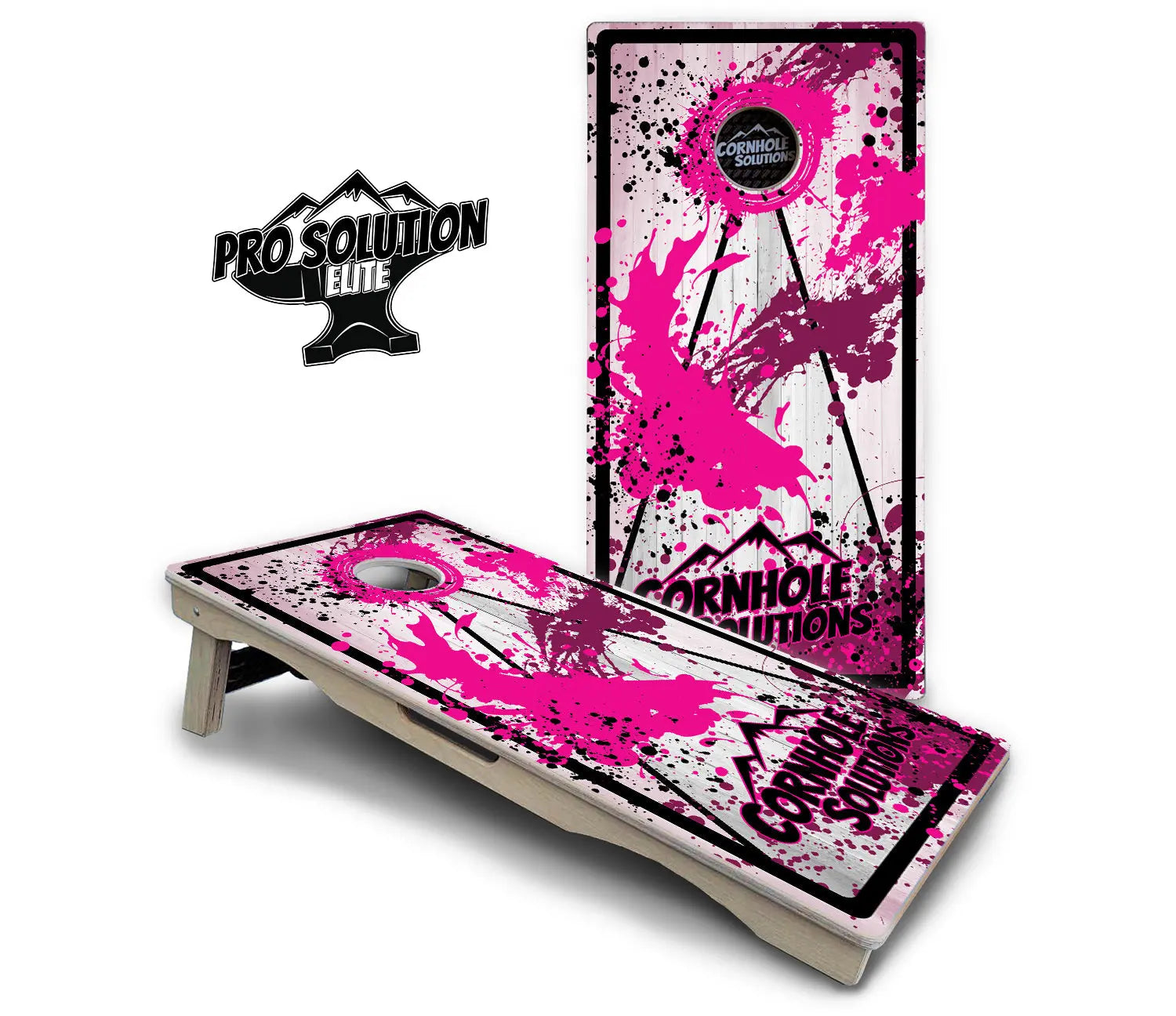 Paint Splatter CS Logo Cornhole Boards - Pro Solution Elite Series Cornhole Solutions