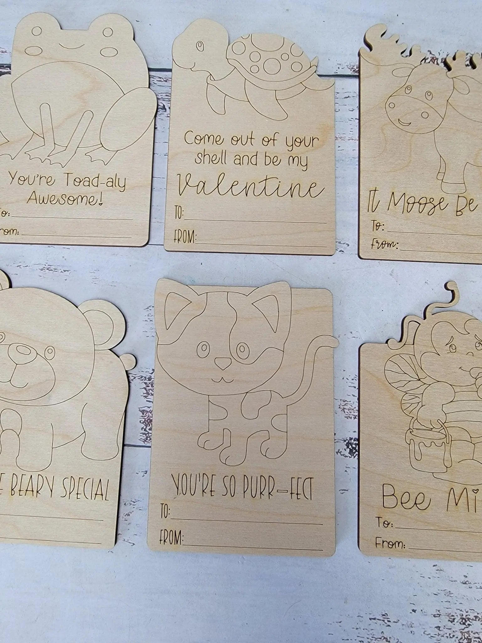 Paintable Kids Valentines Cards- Set of 10 EverLee Creations
