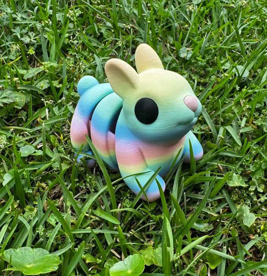 Pastel Rainbow Bunny 3D Printed Fidget Toy | Large Sensory Toy