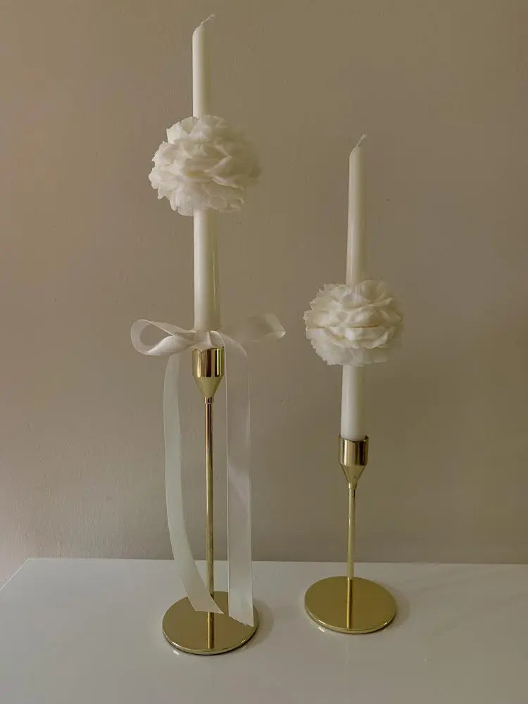 Peony flower taper candle by Believe Candle