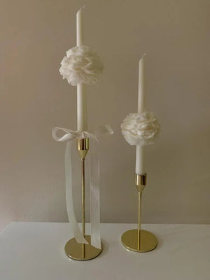 Peony flower taper candle by Believe Candle