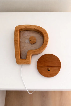Custom initial wooden lamp for nursery decor and kids bedrooms