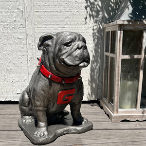Pewter metal coating, Georgia Bulldogs Mascot Stone Sculpture for Garden, Yard, Home Decor and Porch.