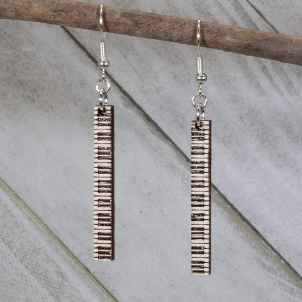 Piano Keyboard Wooden Earrings | Musician Instrument Jewelry