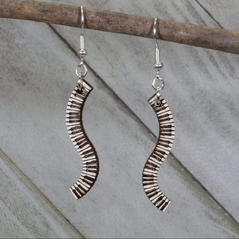 Piano Keyboard Wooden Earrings | Musician Instrument Jewelry