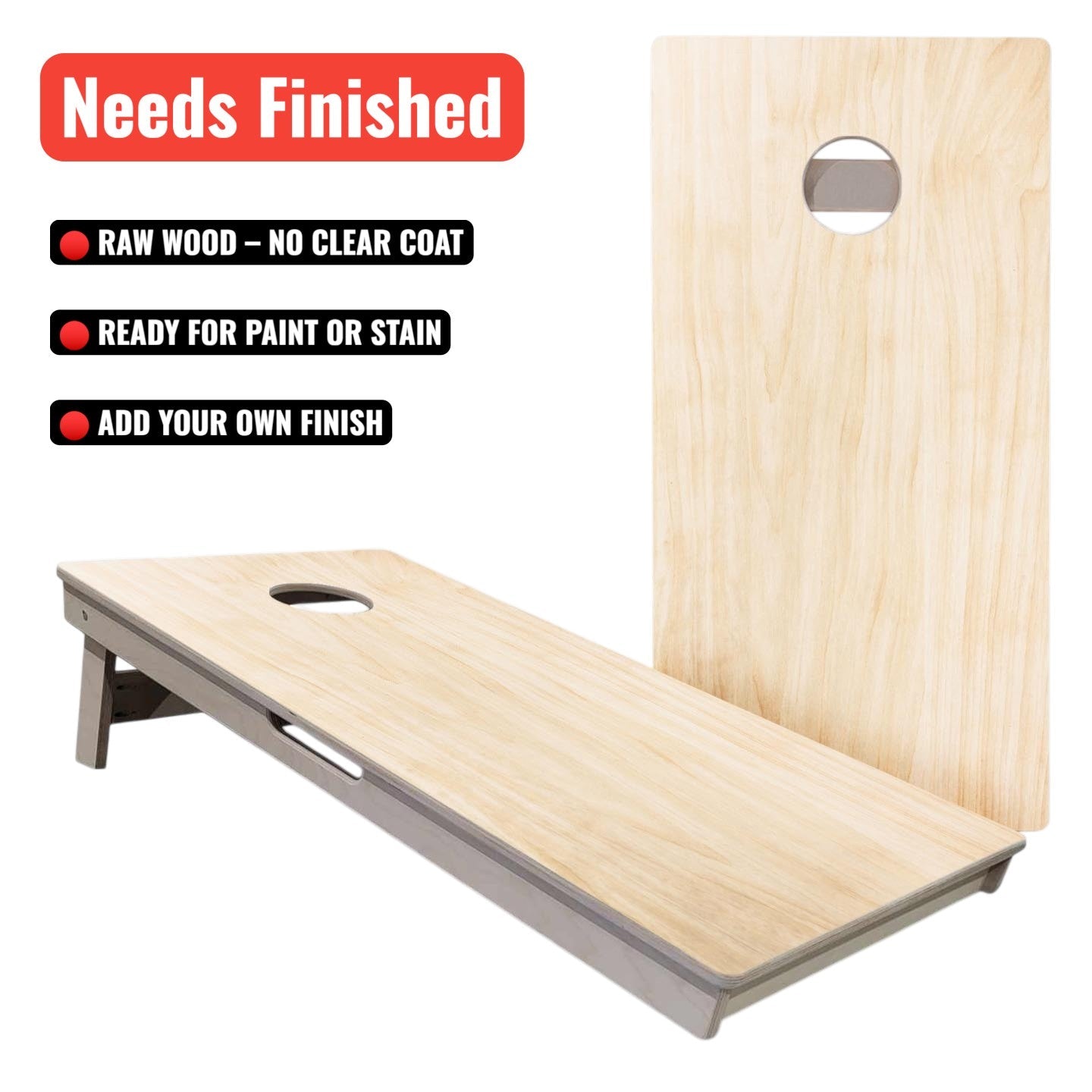 Plain Raw - Cornhole Boards - Professional Tournament Boards (Needs Finished) Cornhole Solutions