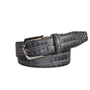 Platinum Mock Croc Leather Belt by Roger Ximenez handmade in Miami